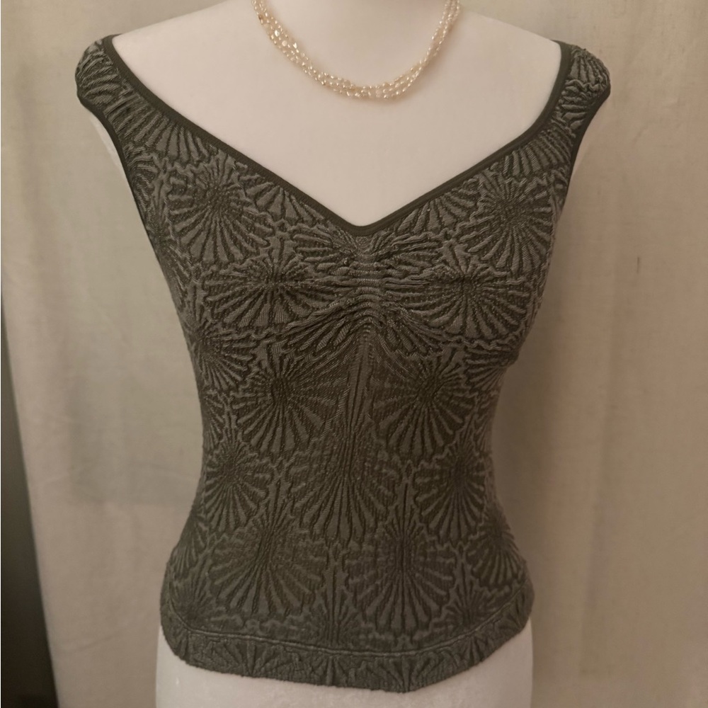 Vintage Olive Embroidered Blouse